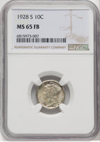 1928-S 10C FB Mercury Dime NGC MS65