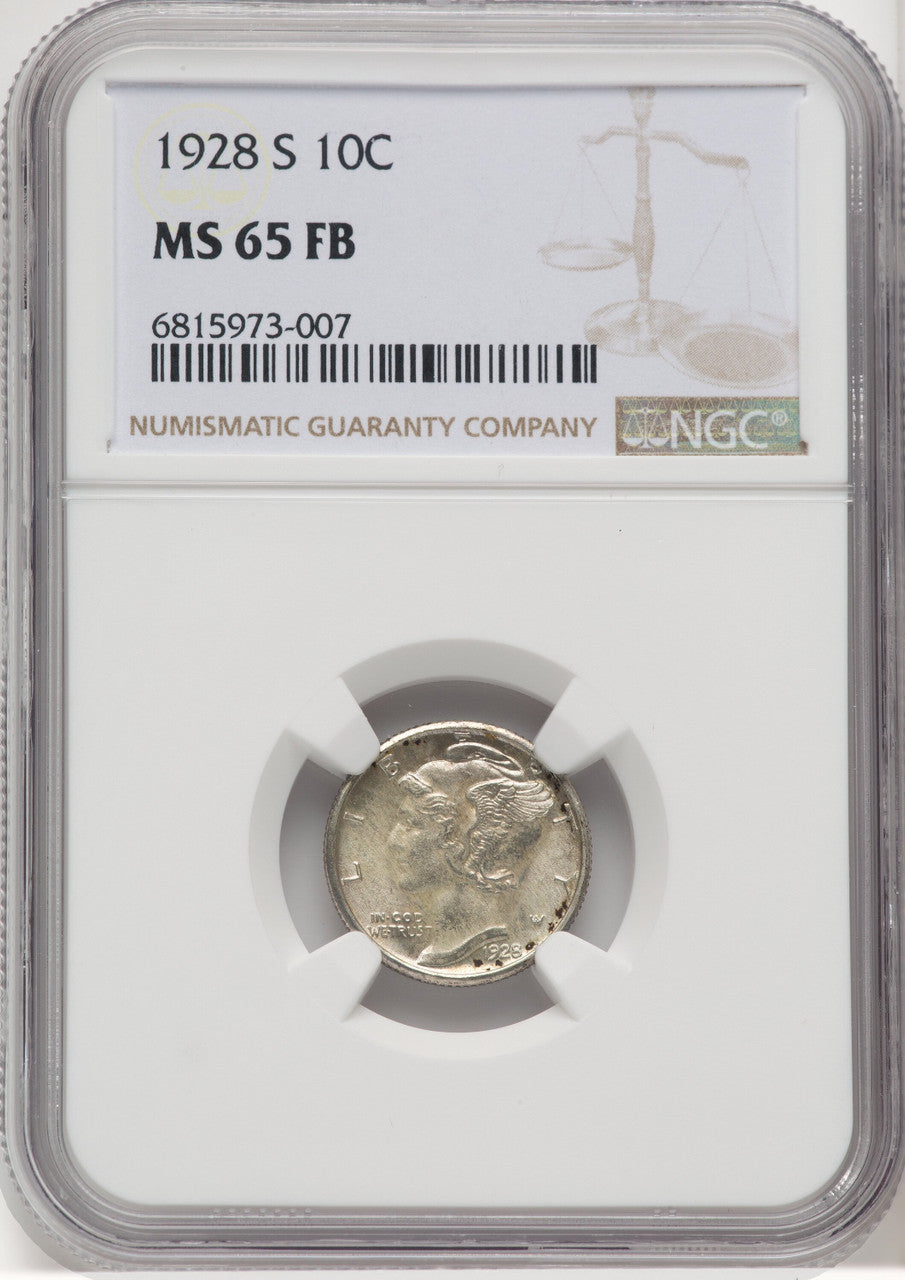 1928-S 10C FB Mercury Dime NGC MS65