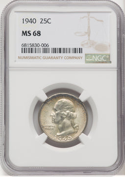 1940 25C Washington Quarter NGC MS68