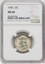 1940 25C Washington Quarter NGC MS68