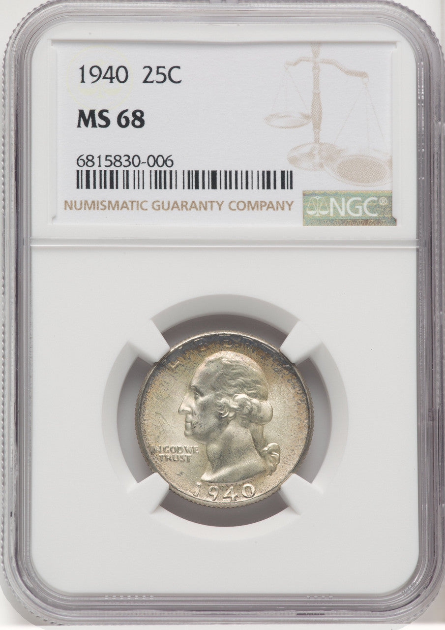 1940 25C Washington Quarter NGC MS68