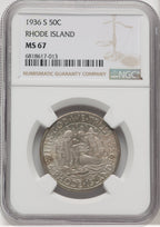 1936-S 50C Rhode Island Commemorative Silver NGC MS67 (768671073)