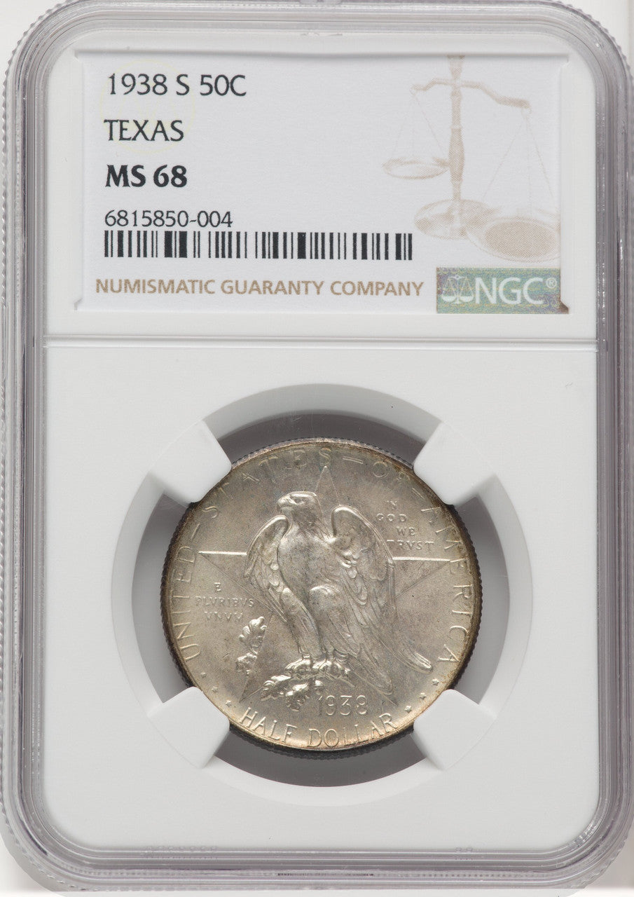 1938-S 50C Texas Commemorative Silver NGC MS68
