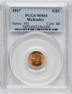 1917 G$1 McKinley Commemorative Gold PCGS MS64 (768682007)