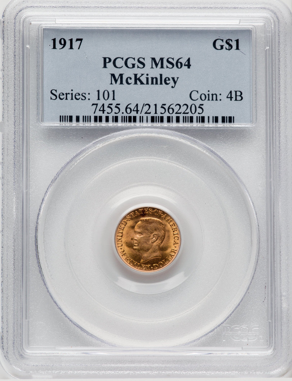 1917 G$1 McKinley Commemorative Gold PCGS MS64 (768682007)