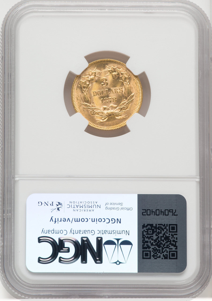1878 $3 Three Dollar Gold Pieces NGC MS64 (764026076)