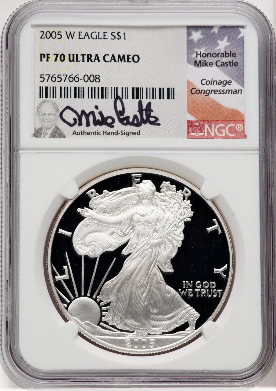 2005-W Silver Eagle Mike Castle NGC PF70