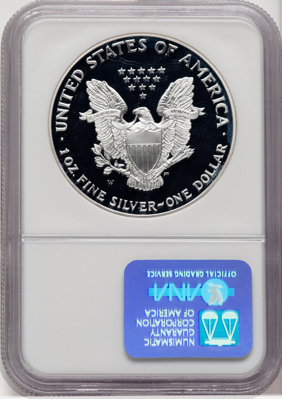 2001-W Silver Eagle Brown Label NGC PF70