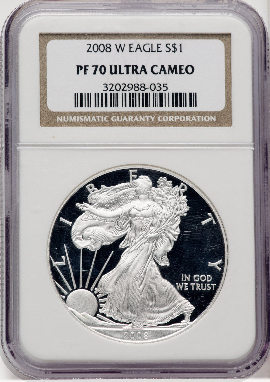 2008-W S$1 Silver Eagle NGC PF70
