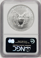 2008-W S$1 Silver Eagle Burnished First Strike ER Blue NGC MS70