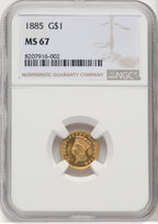 1885 G$1 Gold Dollar NGC MS67