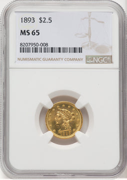 1893 $2.50 Liberty Quarter Eagle NGC MS65