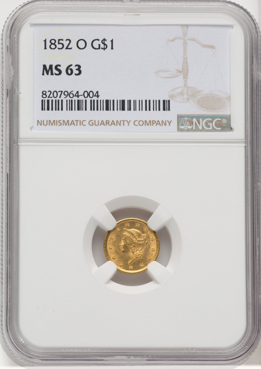 1852-O G$1 Gold Dollar NGC MS63 (767800015)