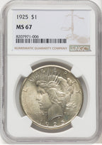 1925 $1 Peace Dollar NGC MS67 (768803035)