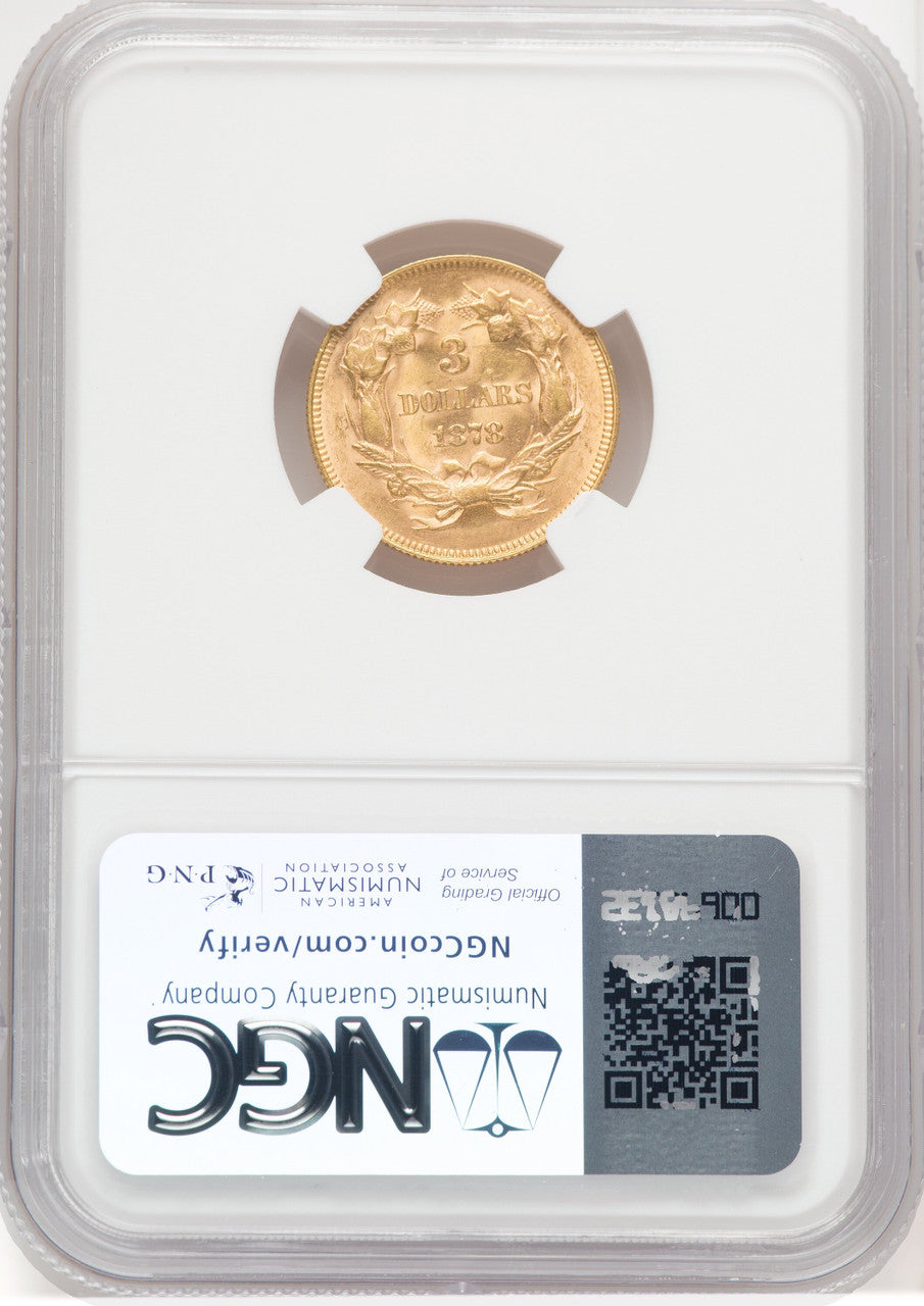 1878 $3 Three Dollar Gold Pieces NGC MS64 (767997002)