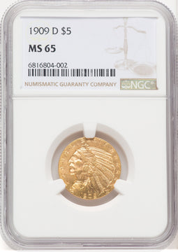 1909-D $5 Indian Half Eagle NGC MS65 (767564021)