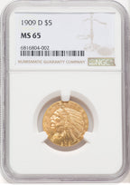1909-D $5 Indian Half Eagle NGC MS65 (767564021)