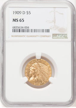 1909-D $5 Indian Half Eagle NGC MS65 (768214029)