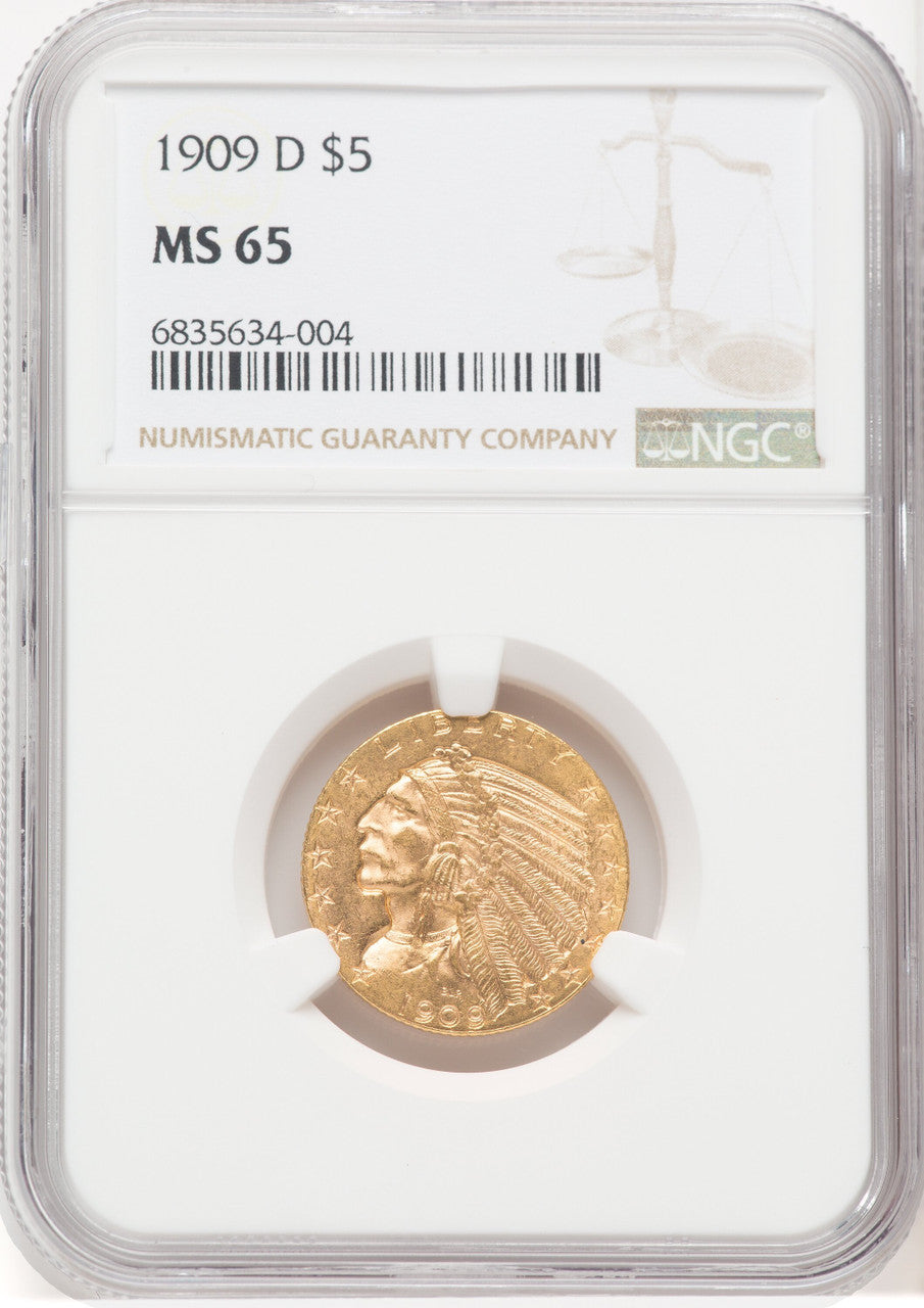 1909-D $5 Indian Half Eagle NGC MS65 (768214029)