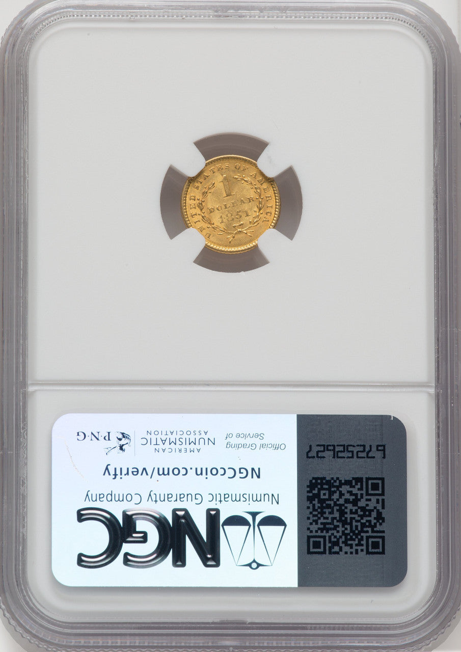 1851 G$1 Gold Dollar NGC MS63