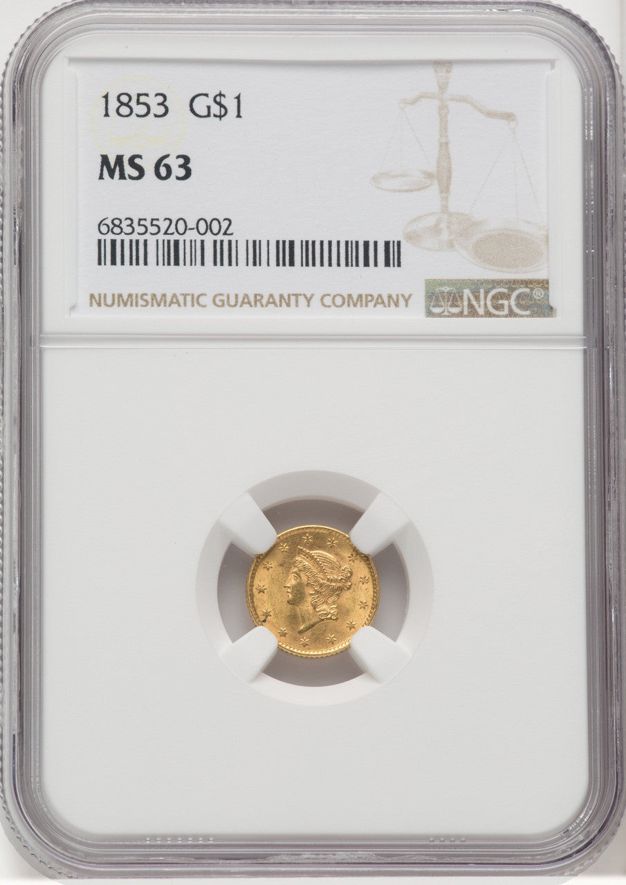 1853 G$1 Gold Dollar NGC MS63 (67670002)