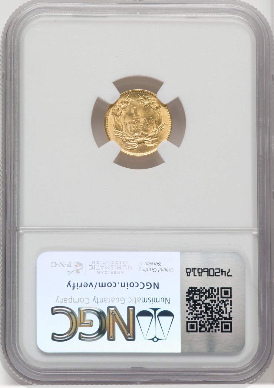1854 G$1 Type Two Gold Dollar NGC MS63 (768214001)
