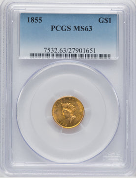 1855 G$1 Type Two Gold Dollar PCGS MS63 (766860017)