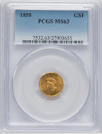 1855 G$1 Type Two Gold Dollar PCGS MS63 (766860017)