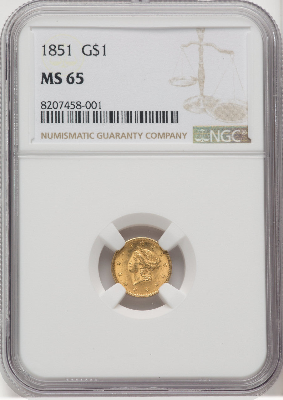 1851 G$1 Gold Dollar NGC MS65 (571975002)