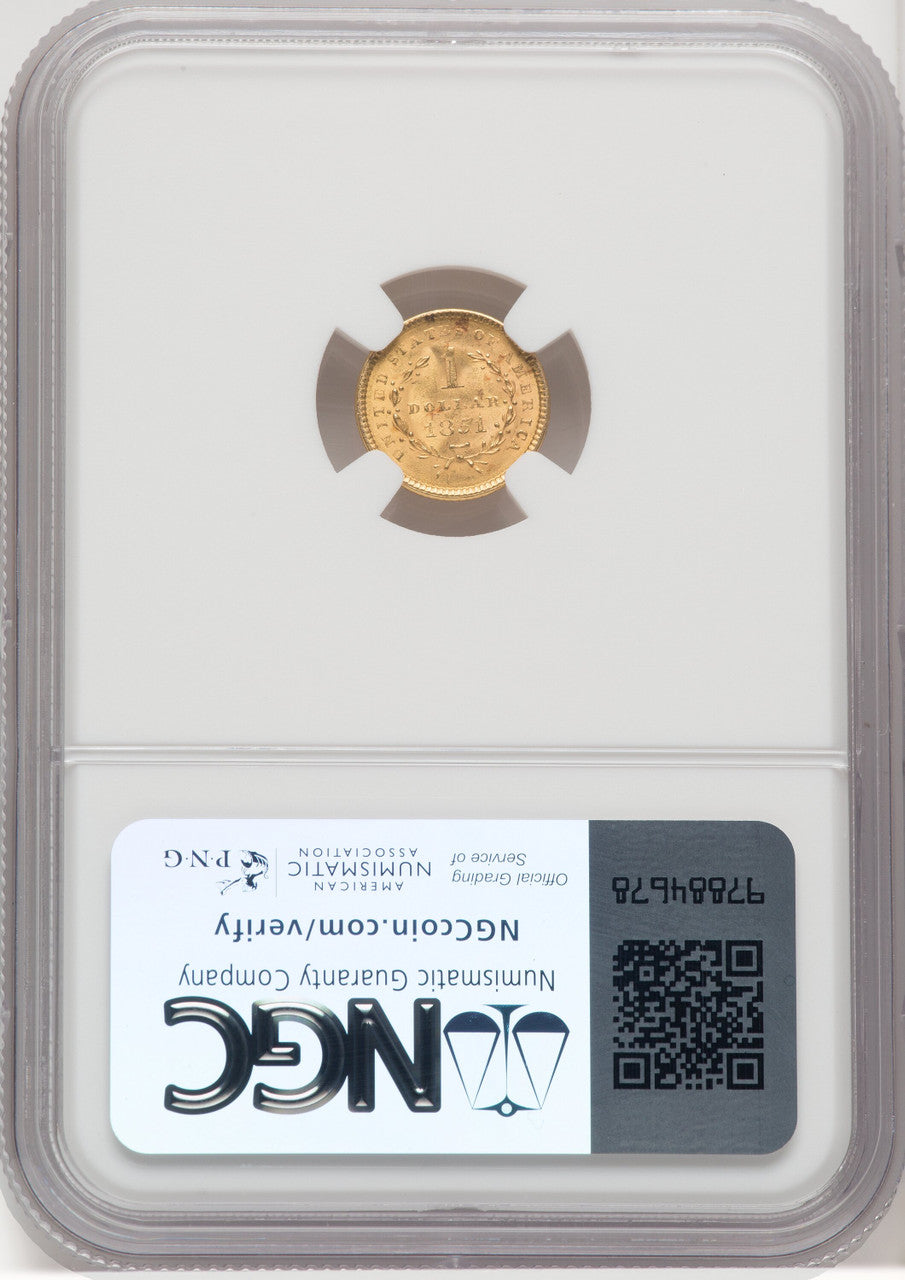 1851 G$1 Gold Dollar NGC MS65 (571975002)