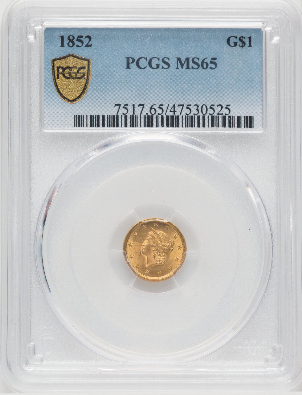 1852 G$1 Gold Dollar PCGS MS65