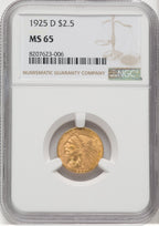 1925-D $2.50 Indian Quarter Eagle NGC MS65 (768951007)