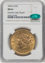 1876-S $20 CAC Liberty Double Eagle NGC MS61