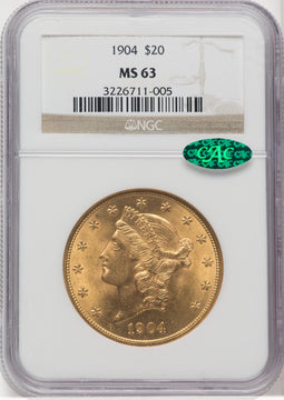 1904 $20 Liberty CAC Liberty Double Eagle NGC MS63