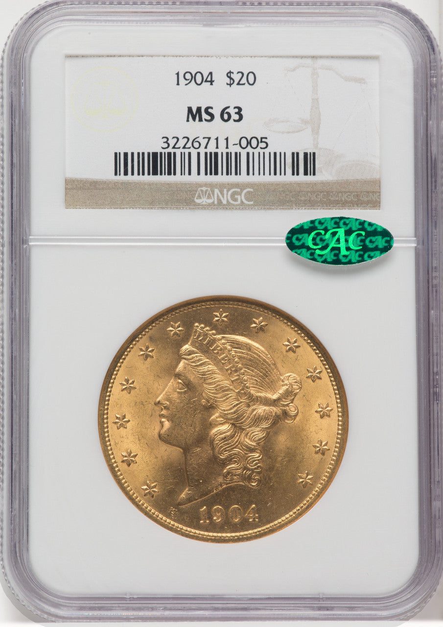 1904 $20 Liberty CAC Liberty Double Eagle NGC MS63