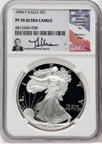 1994-P S$1 Silver Eagle Thomas Uram NGC PF70