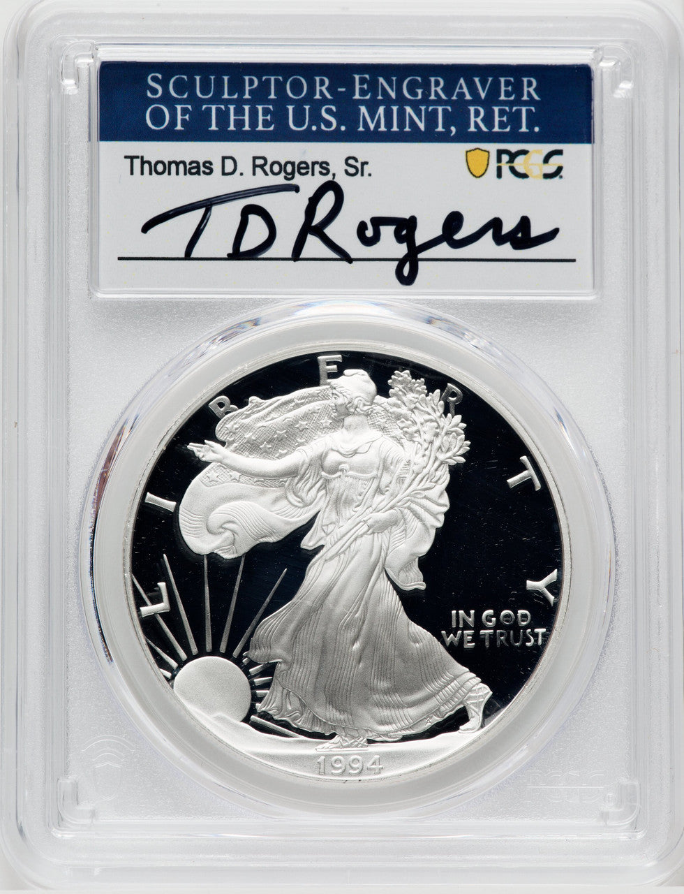 1994-P $1 Silver Eagle Thomas D. Rogers Sr. Signature PCGS PR70
