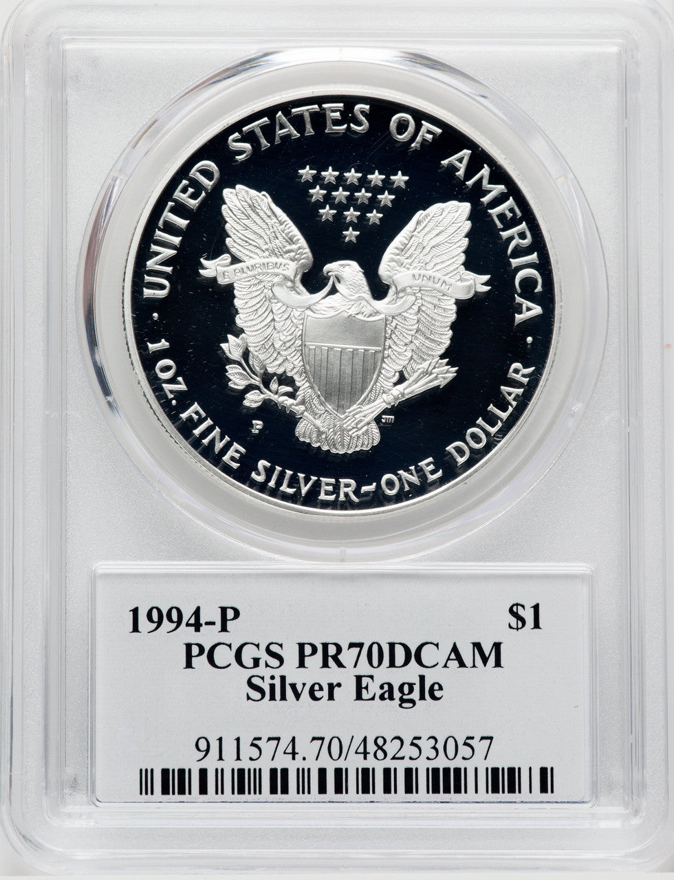 1994-P $1 Silver Eagle Thomas D. Rogers Sr. Signature PCGS PR70