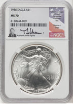1986 S$1 Silver Eagle NGC MS70 Thomas Uram