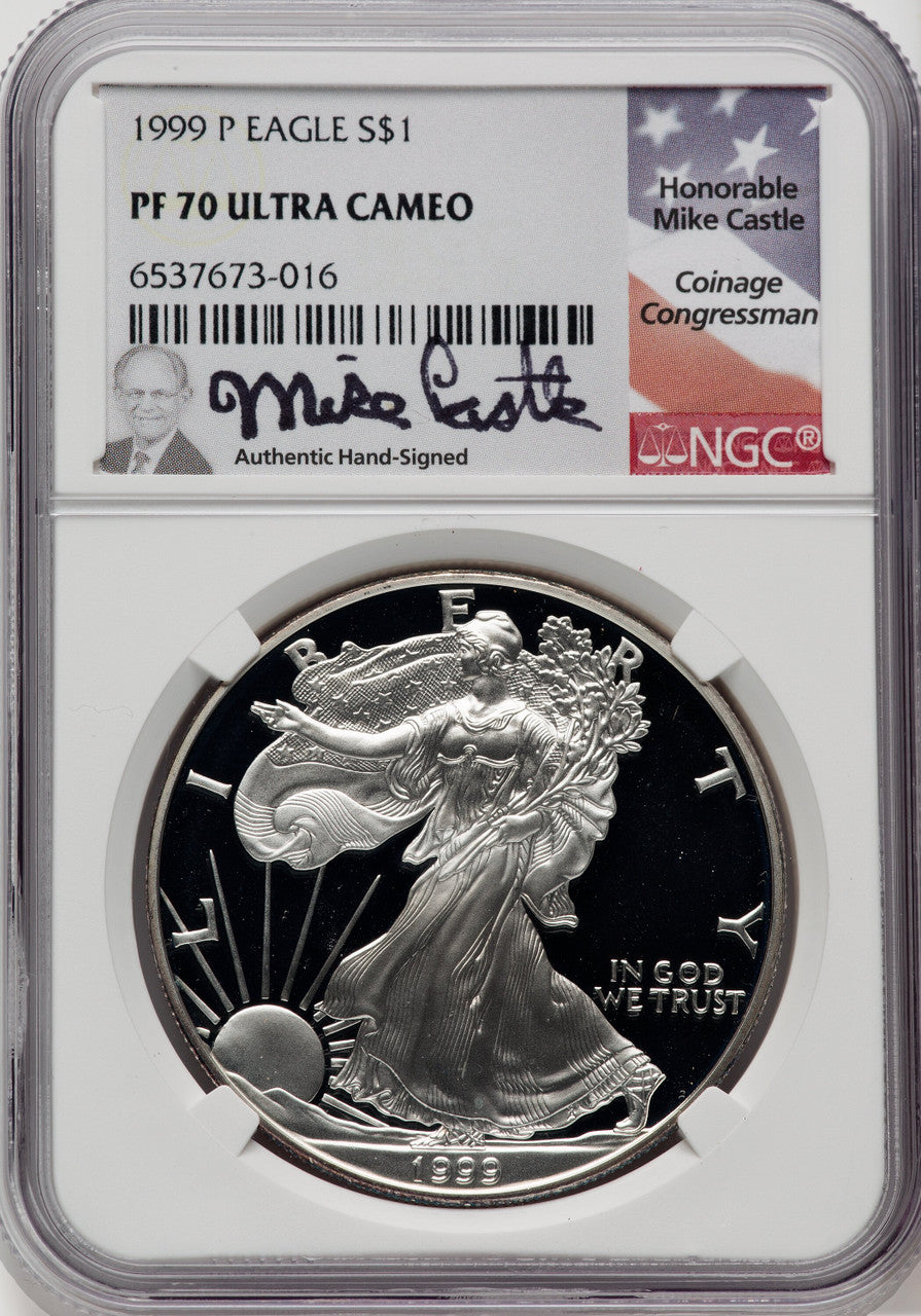1999-P Silver Eagle Mike Castle NGC PF70