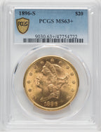 1896-S $20 PCGS Secure Plus Liberty Double Eagle PCGS MS63+