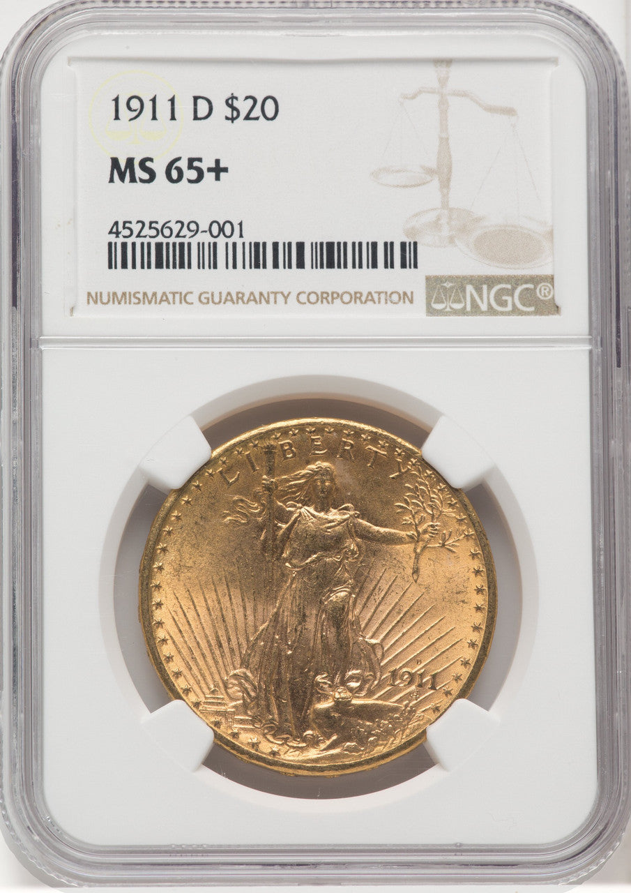 1911-D $20 Saint-Gaudens Double Eagle NGC MS65+ (766860045)