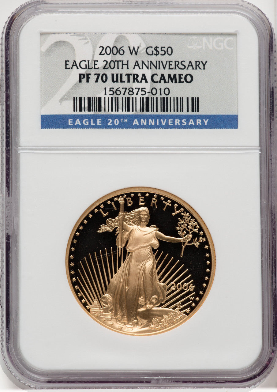 2006-W $50 One-Ounce Gold Eagle 20th Anniversary NGC PF70 (768985008)