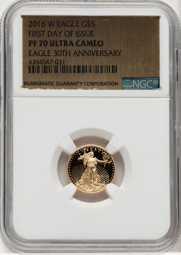2016-W Gold American Eagle 4-Coin Set 30th Annv NGC PF70
