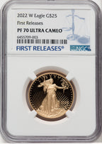 2022-W G$25 Half Ounce Gold Eagle FS FR Blue NGC PF70