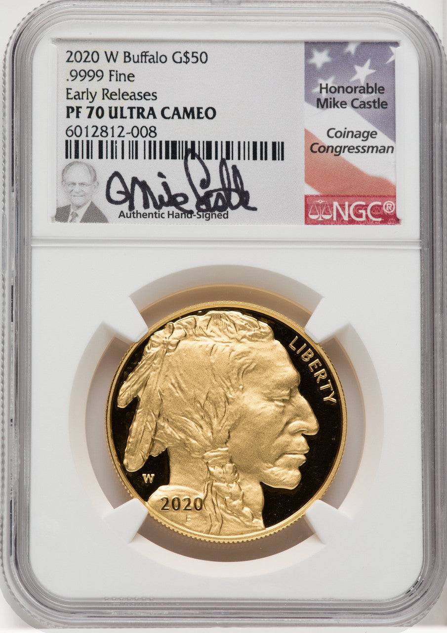 2020-W G$50 Gold Buffalo First Strike DCAM Mike Castle NGC PF70