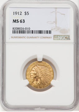 1912 $5 Indian Half Eagle NGC MS63 (177068166)