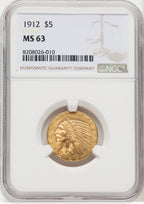 1912 $5 Indian Half Eagle NGC MS63 (177068166)
