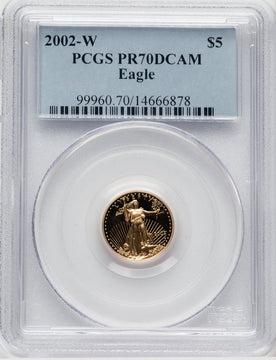 2002-W $5 Tenth-Ounce Gold Eagle Blue Gradient PCGS PR70 (767230079)