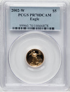 2002-W $5 Tenth-Ounce Gold Eagle Blue Gradient PCGS PR70 (767230079)